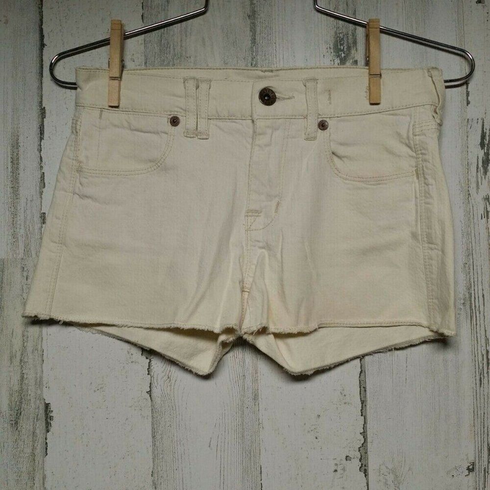 Madewell Cream Cuttoff Denim Shorts Size 24 Raw Hem